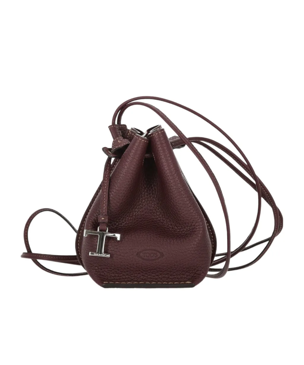 Drawstring Leather Bucket Bag