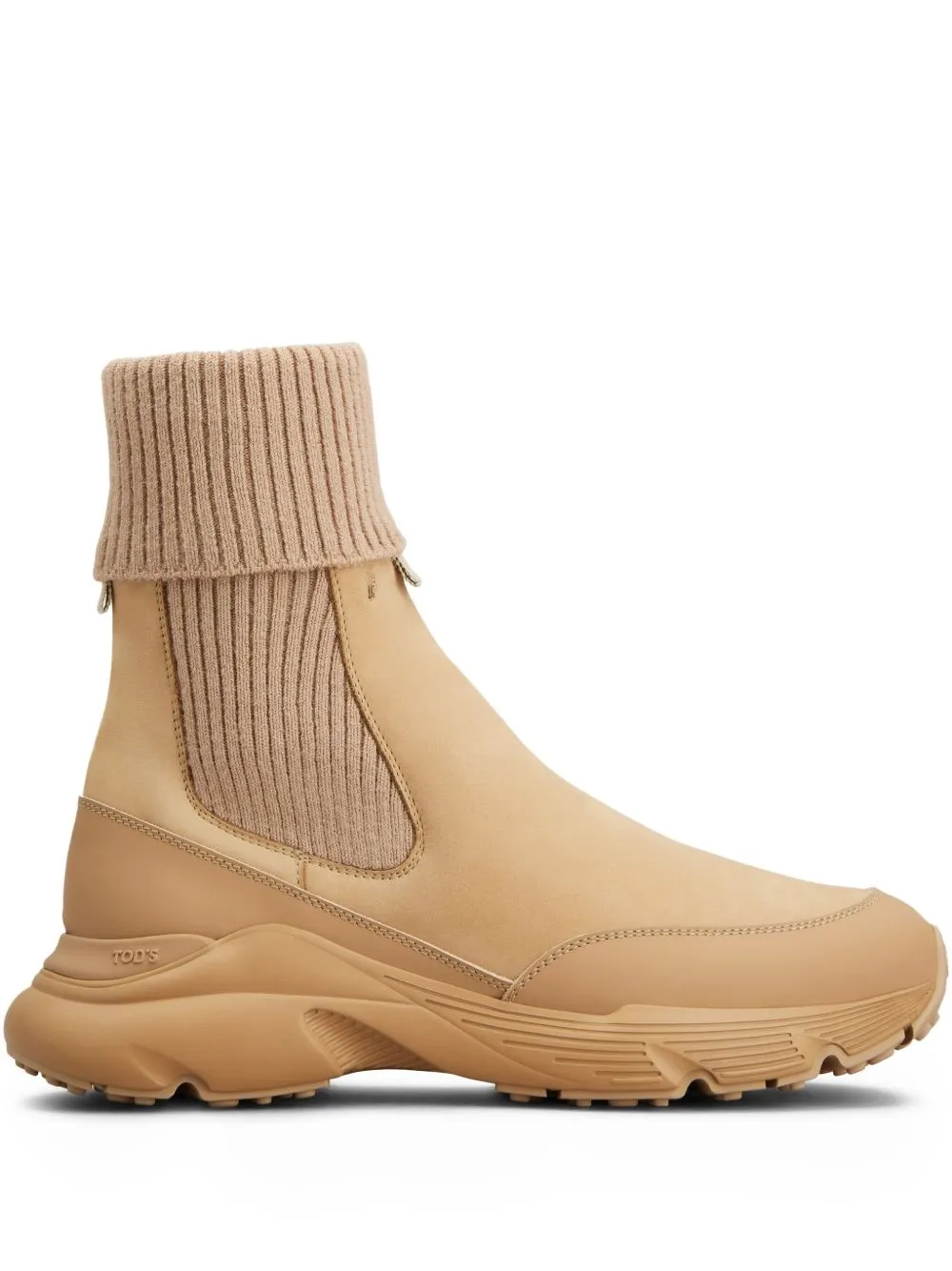 Knitted Cuffed Calfskin Ankle Boots