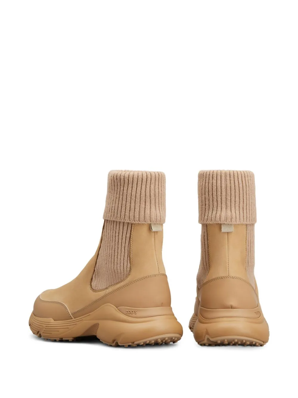 Knitted Cuffed Calfskin Ankle Boots
