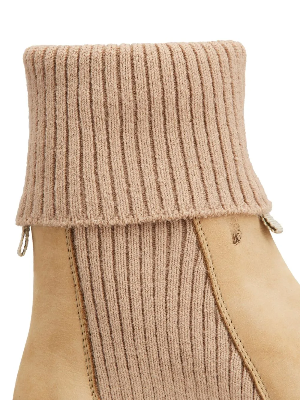 Knitted Cuffed Calfskin Ankle Boots