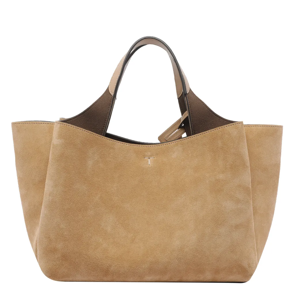 Logo-Charm Suede Tote Bag