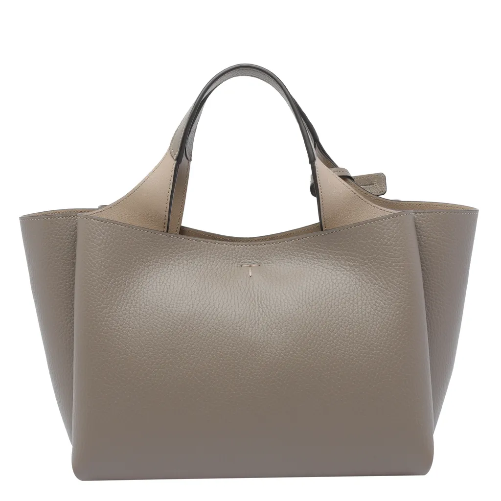 T-Logo Leather Tote Bag