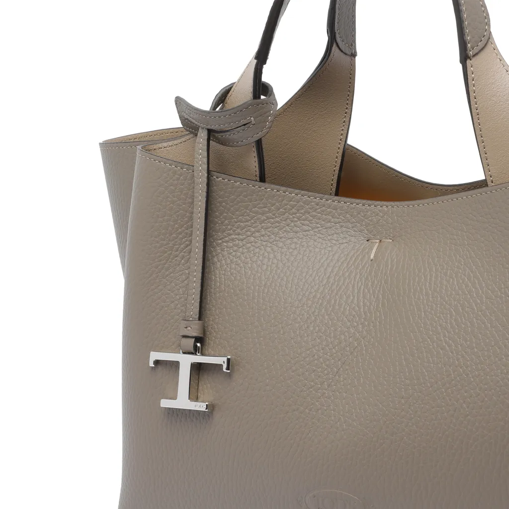 T-Logo Leather Tote Bag