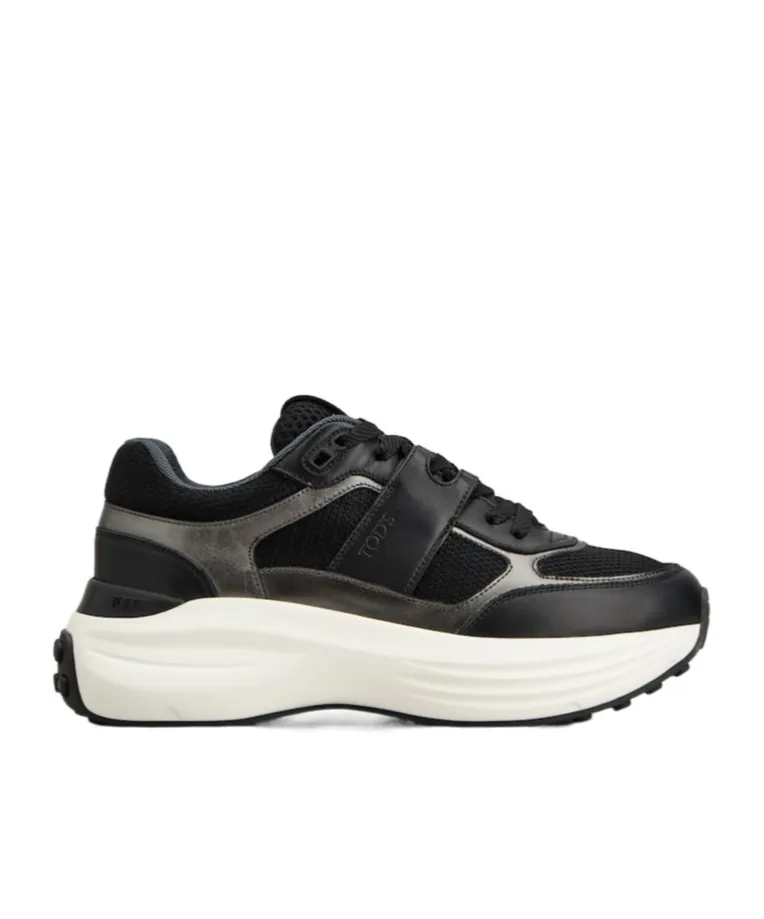 Leather-Panelled Lace-Up Sneakers