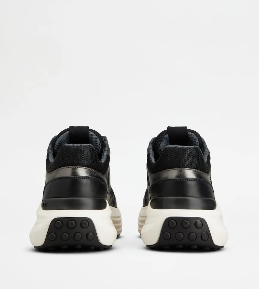 Leather-Panelled Lace-Up Sneakers