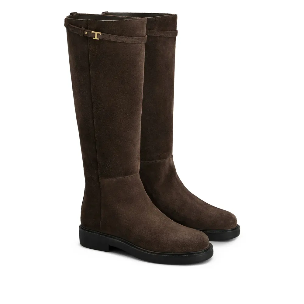 T Plaque Knee-High Boots