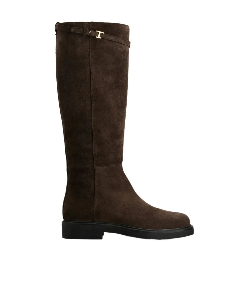 T Plaque Knee-High Boots
