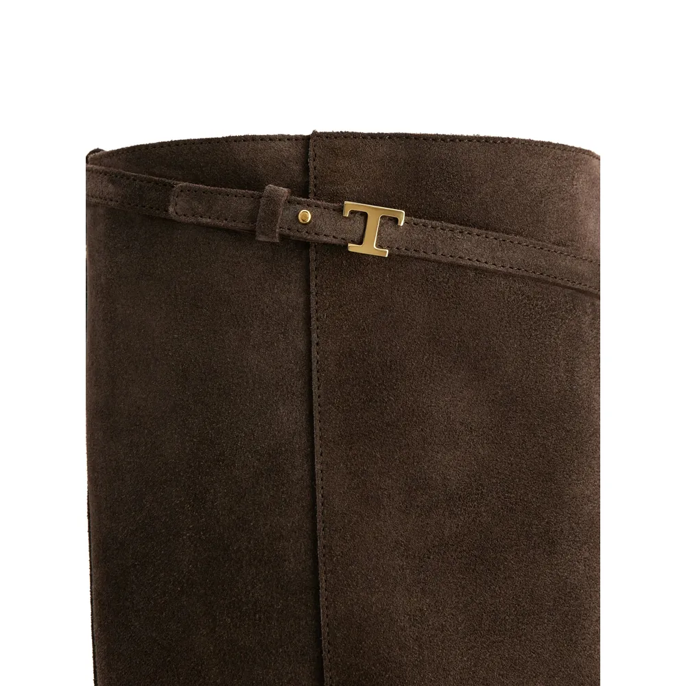 T Plaque Knee-High Boots