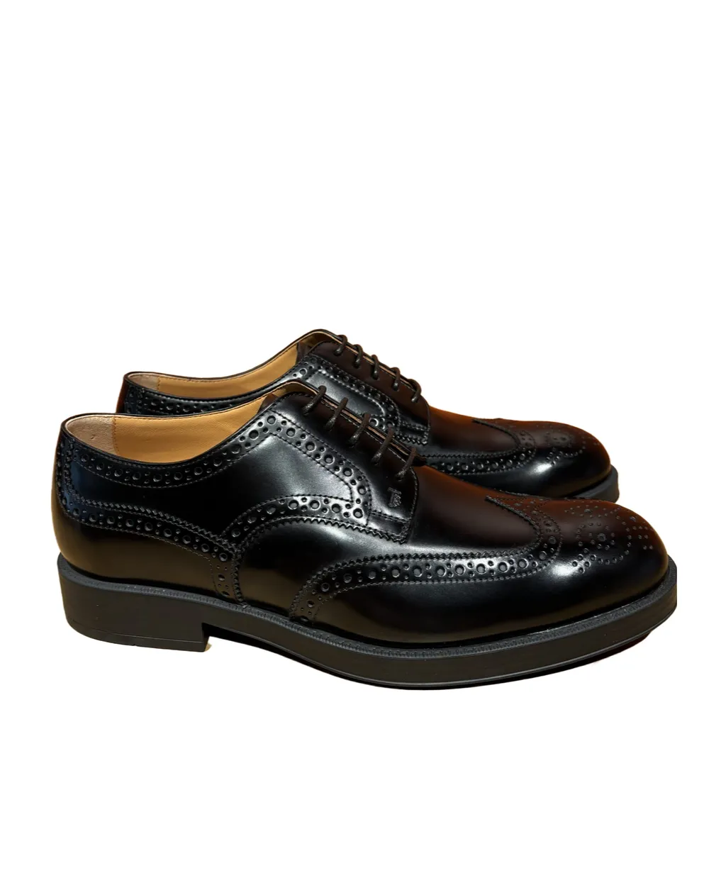 Perforated Almond Toe Lace-Up Derby Shoes