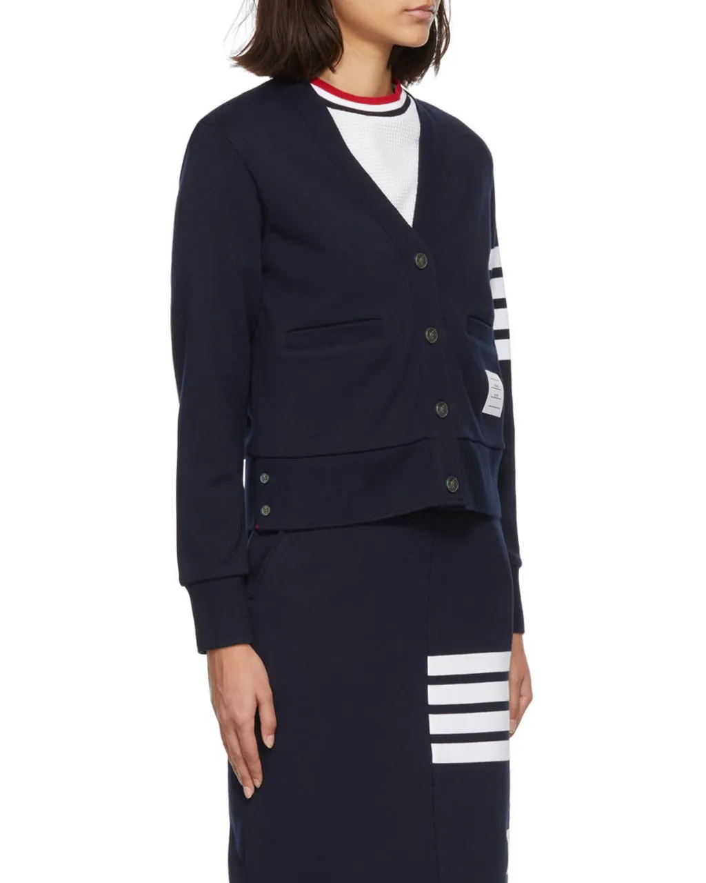 Logo Patch 4-Stripe Sleeved Cardigan