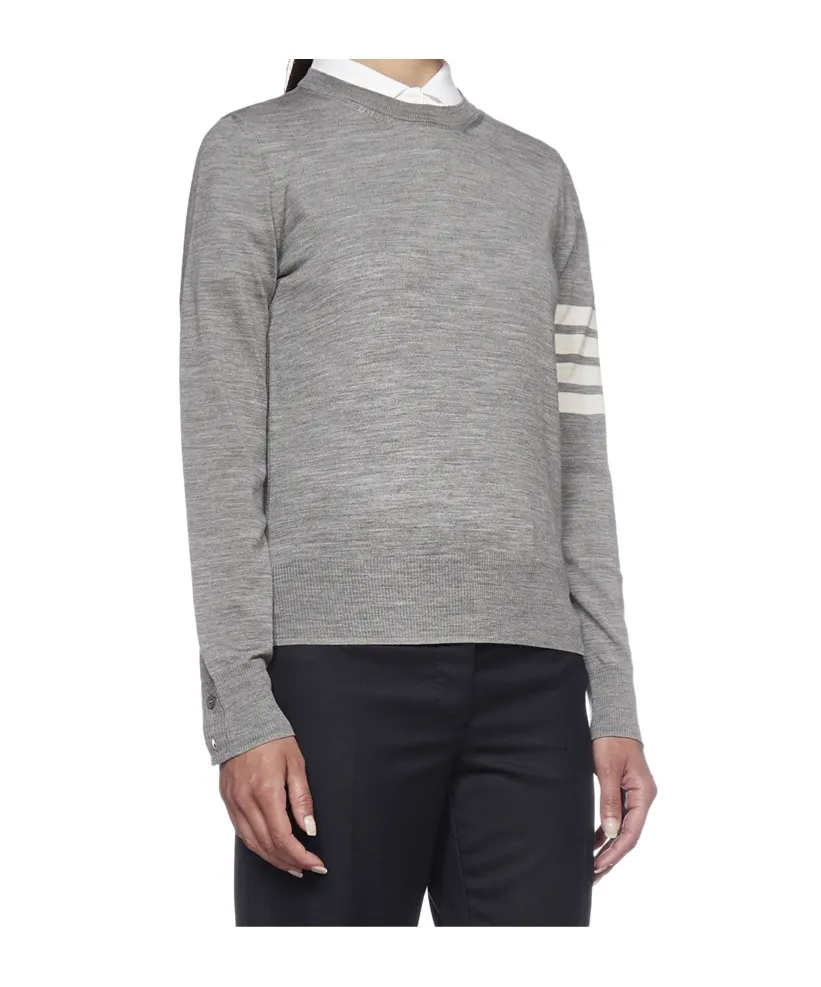 4-Bar Ribbed Crewneck Sweater