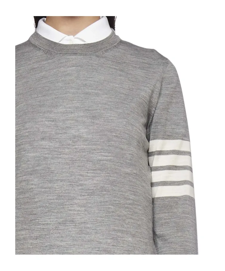 4-Bar Ribbed Crewneck Sweater