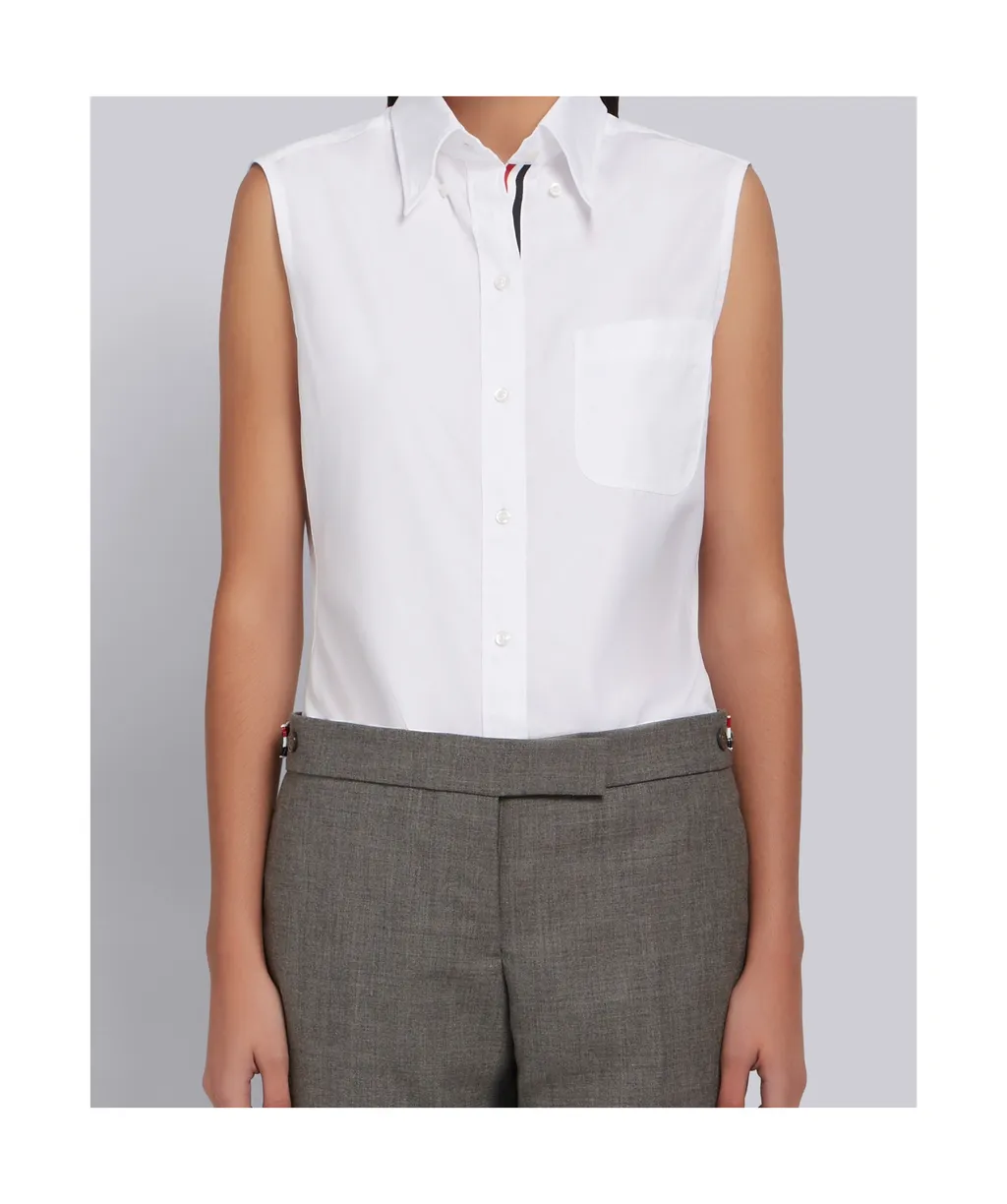 Sleeveless Grosgrain Poplin Shirt