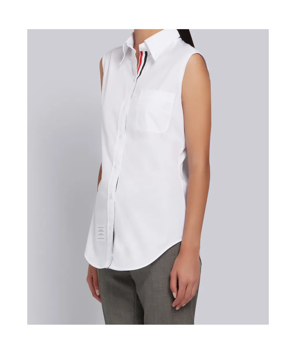 Sleeveless Grosgrain Poplin Shirt