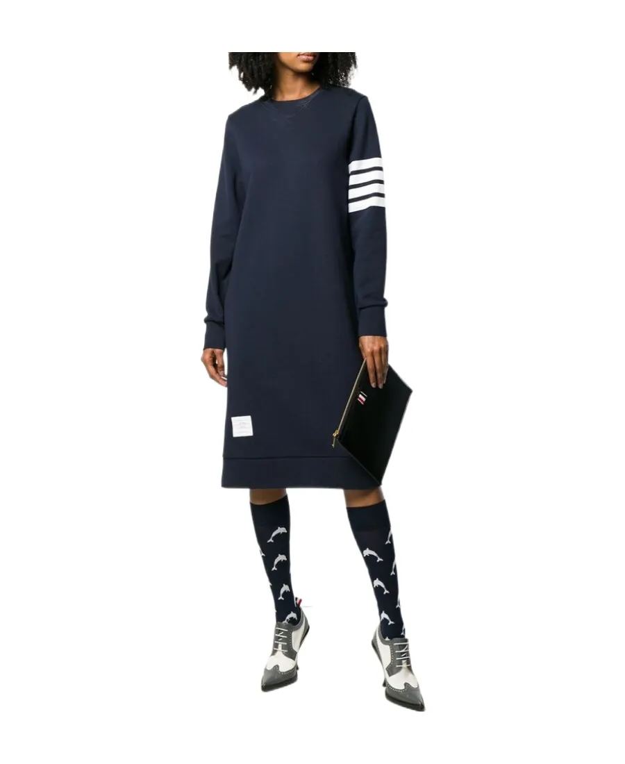 4-Bar Long-Sleeved Sweatshirt Dress