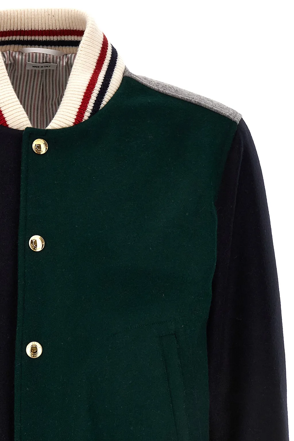 Colour-Block Striped Bomber Jacket
