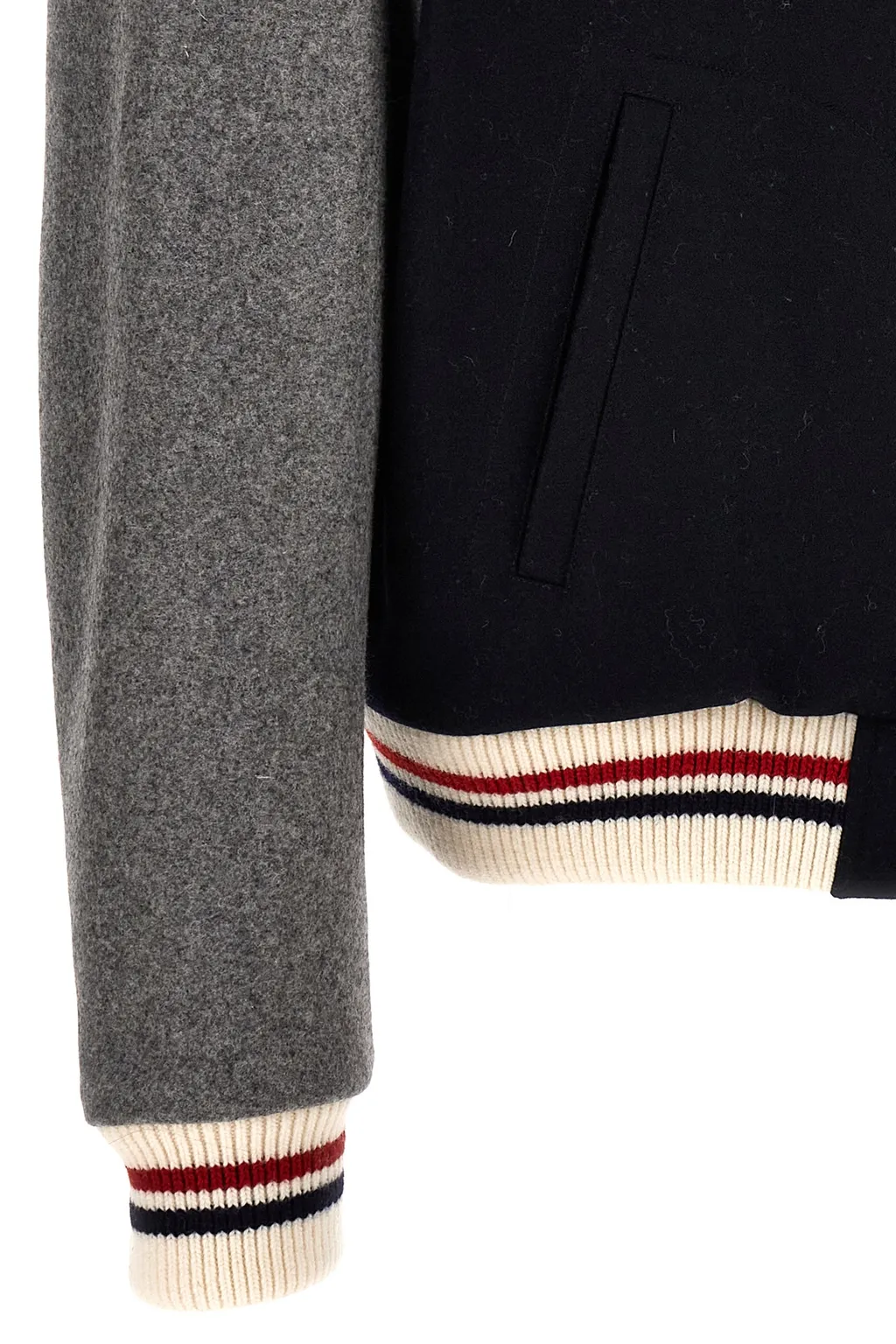 Colour-Block Striped Bomber Jacket