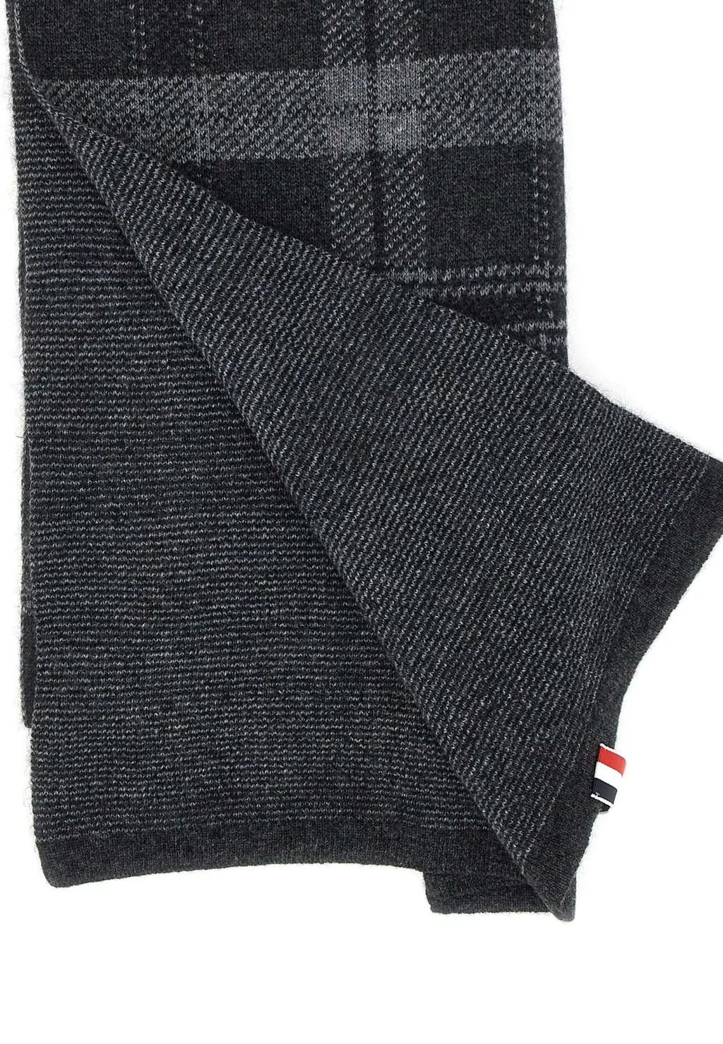 Check-Pattern Knitted Scarf