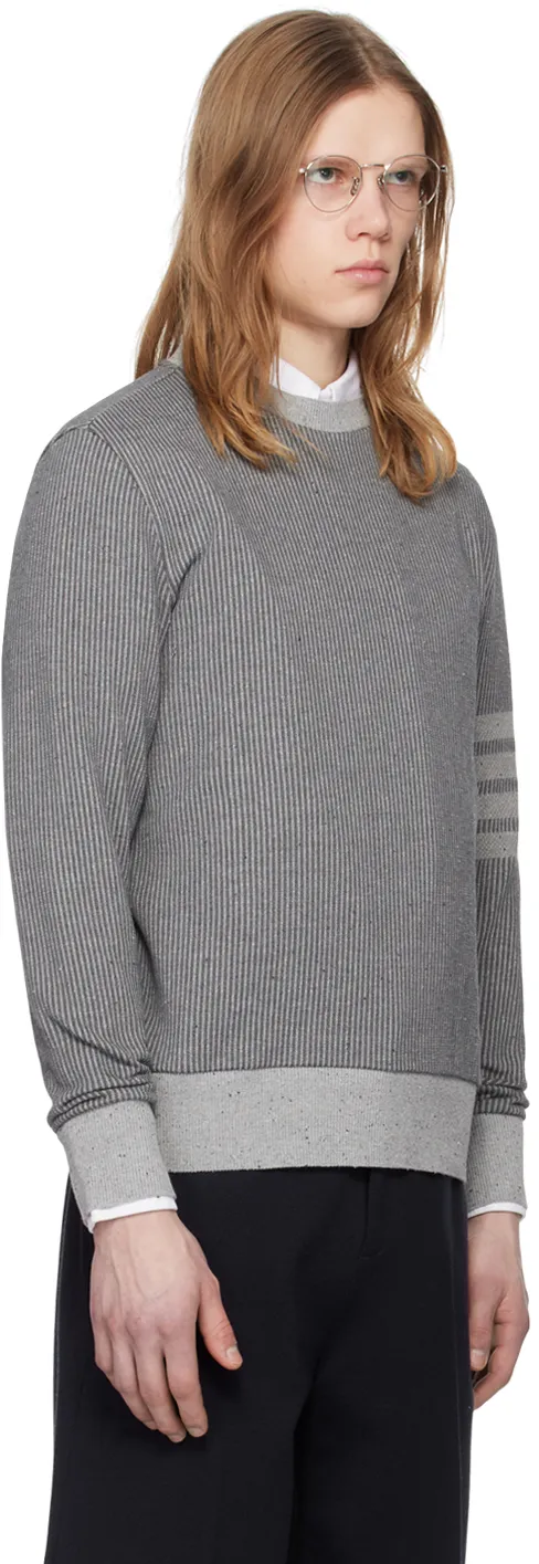 4-Bar Ribbed Long-Sleeved Sweatshirt