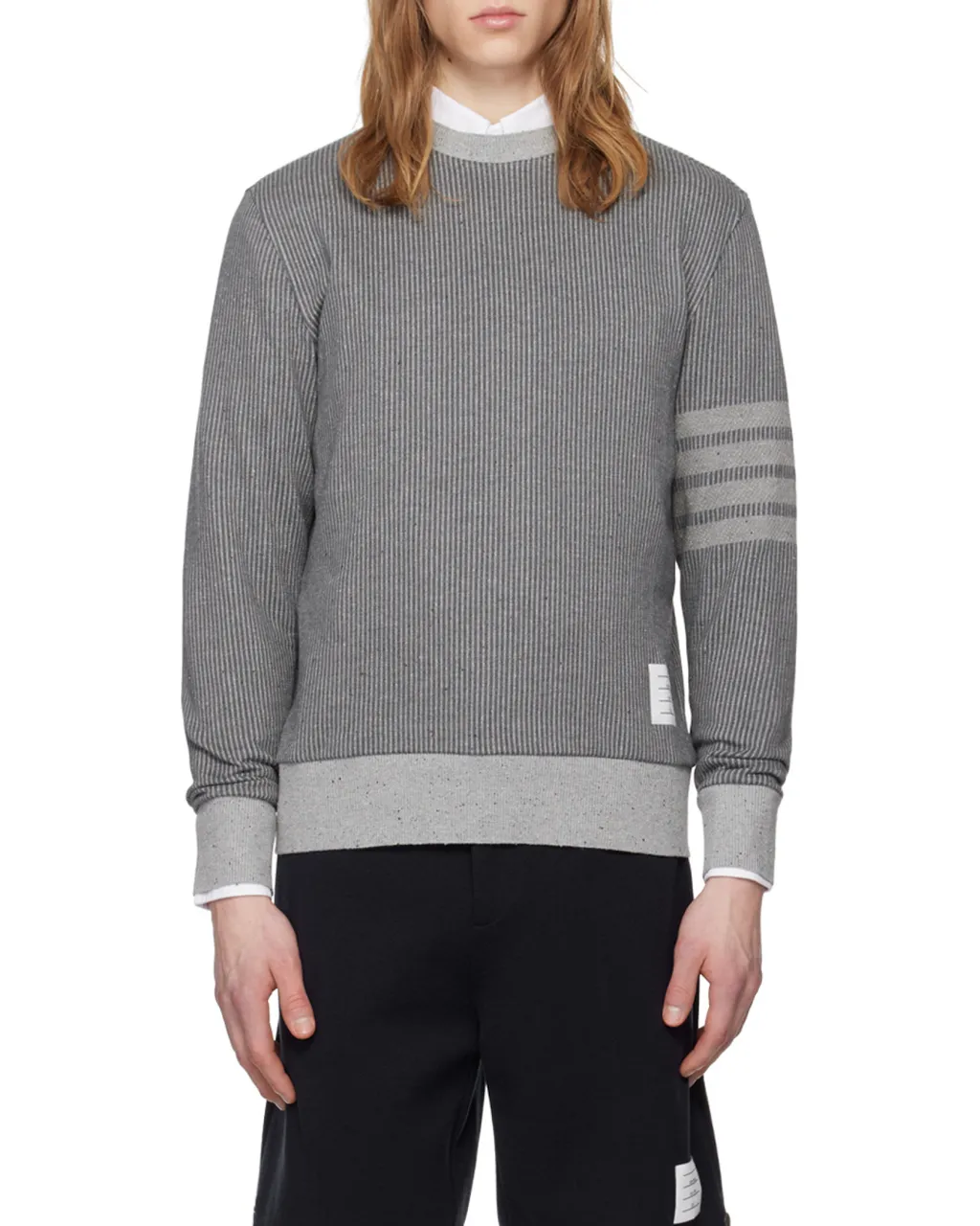 4-Bar Ribbed Long-Sleeved Sweatshirt