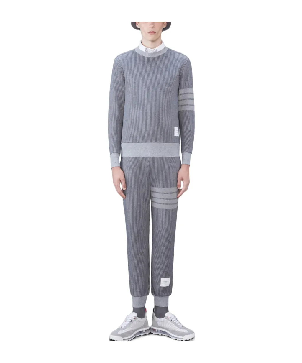 4-Bar Ribbed Long-Sleeved Sweatshirt