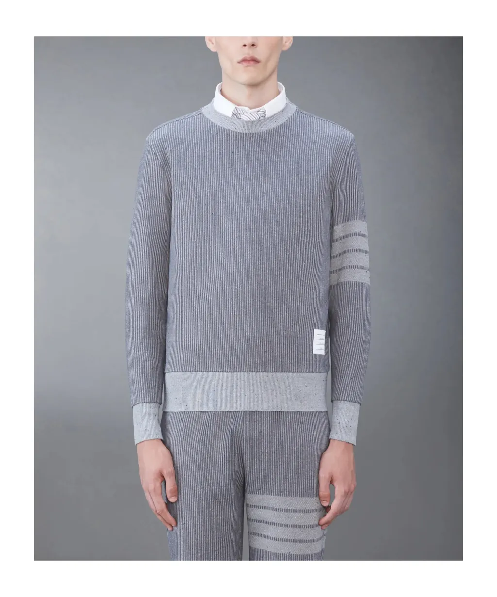 4-Bar Ribbed Long-Sleeved Sweatshirt