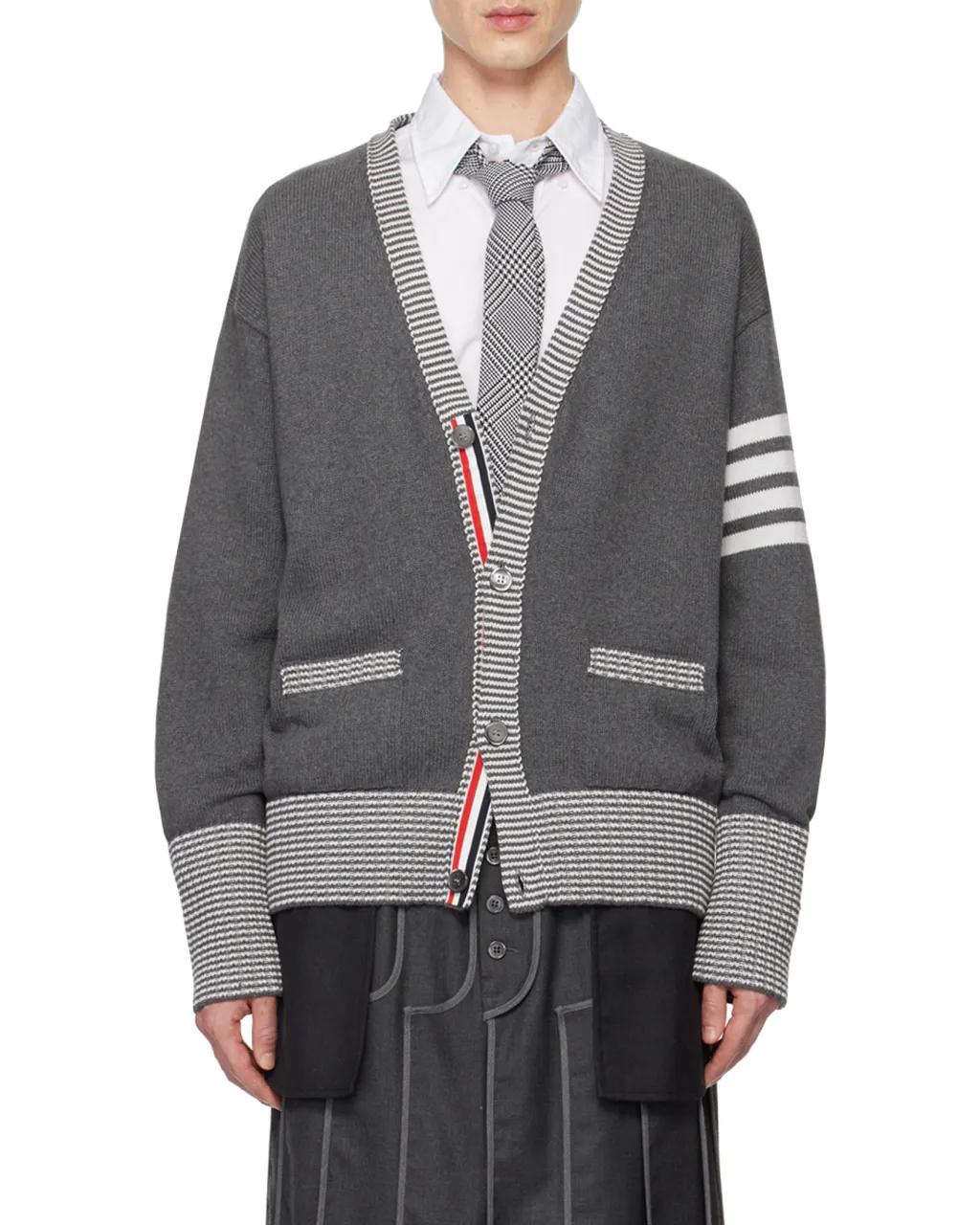 4-Bar Striped Knit Cardigan
