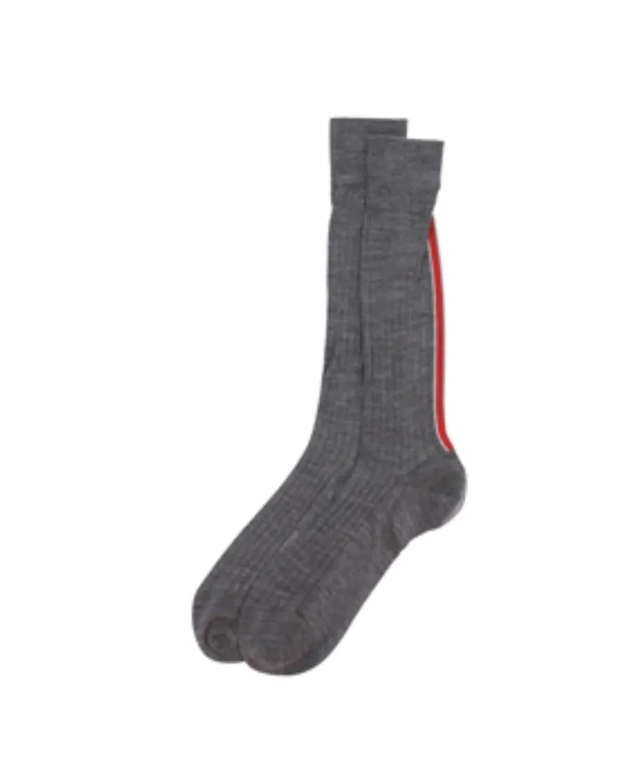 Inlaid Striped Wool Tube Socks