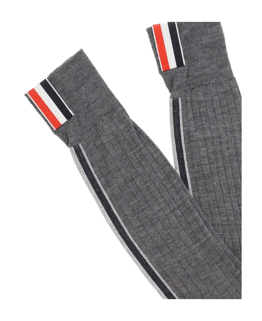 Inlaid Striped Wool Tube Socks