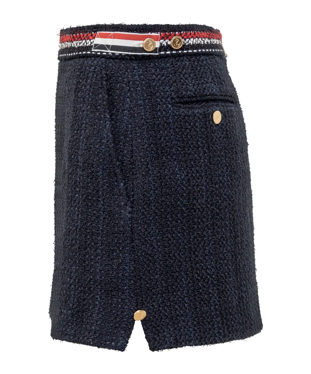 4 Bar-Tab Straight Hem Tweed Skirt