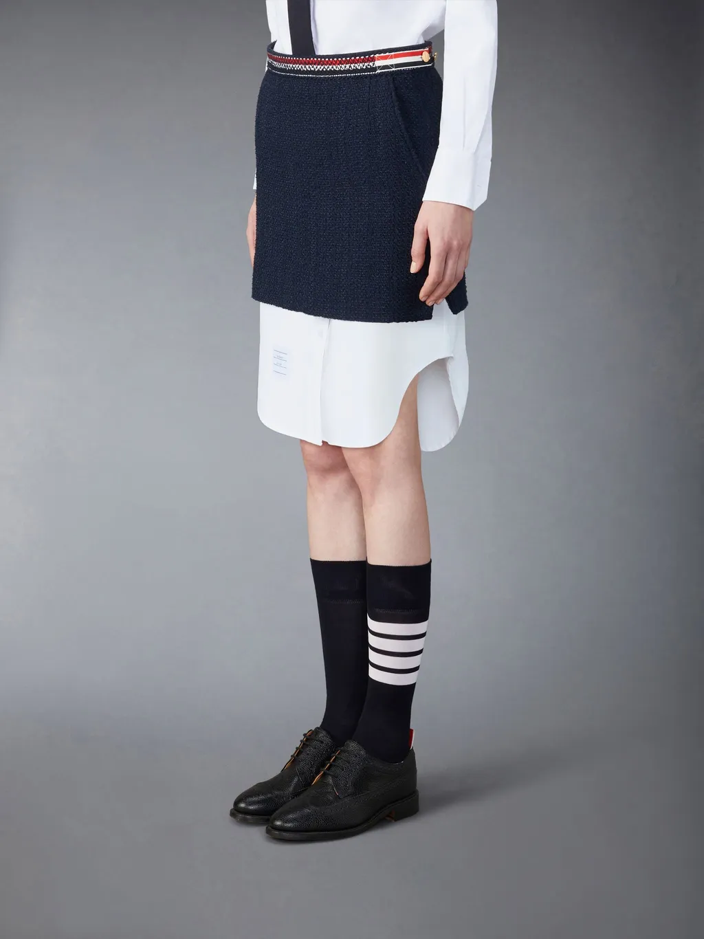 4 Bar-Tab Straight Hem Tweed Skirt