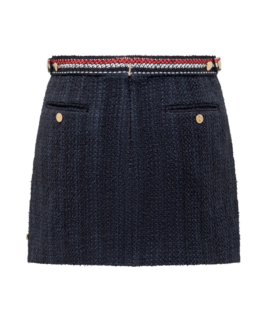 4 Bar-Tab Straight Hem Tweed Skirt