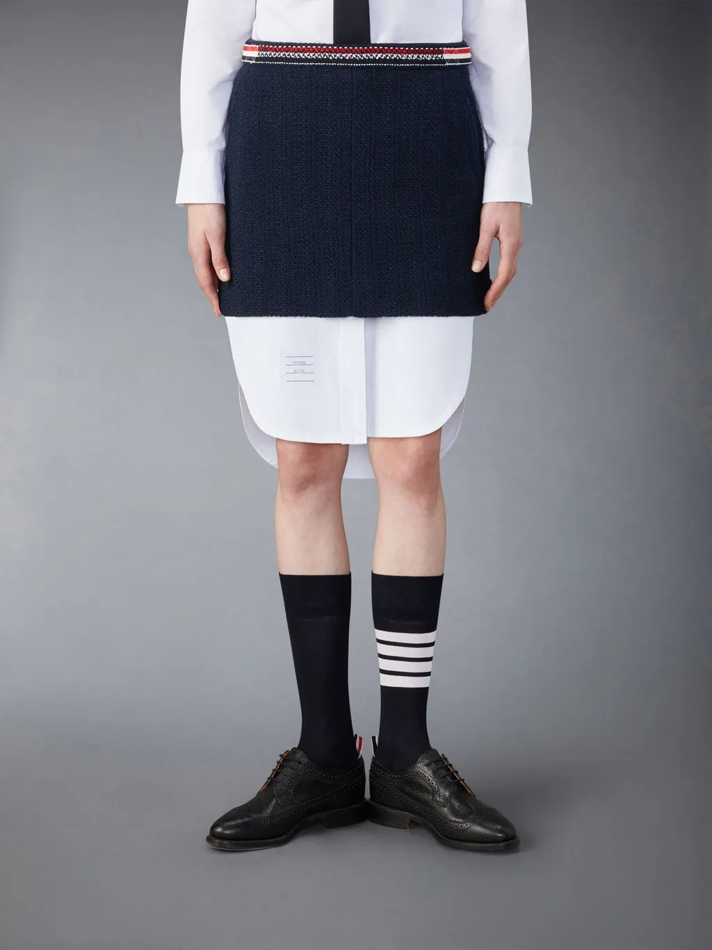 4 Bar-Tab Straight Hem Tweed Skirt