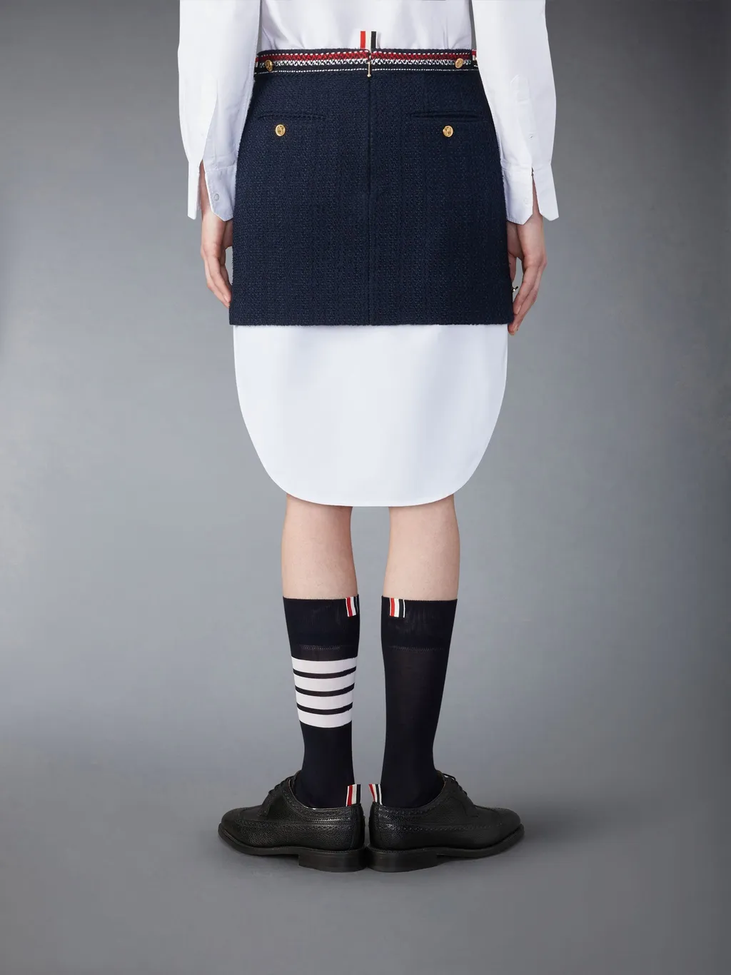4 Bar-Tab Straight Hem Tweed Skirt