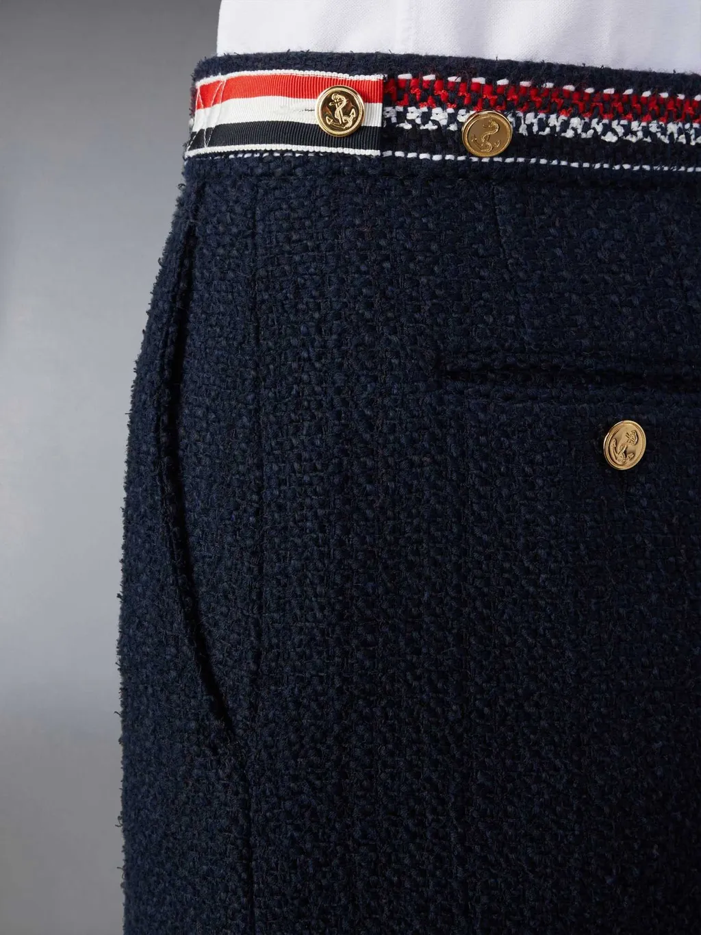 4 Bar-Tab Straight Hem Tweed Skirt