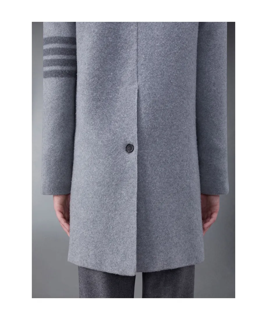 Stripe-Trim Detail Single-Breasted Coat