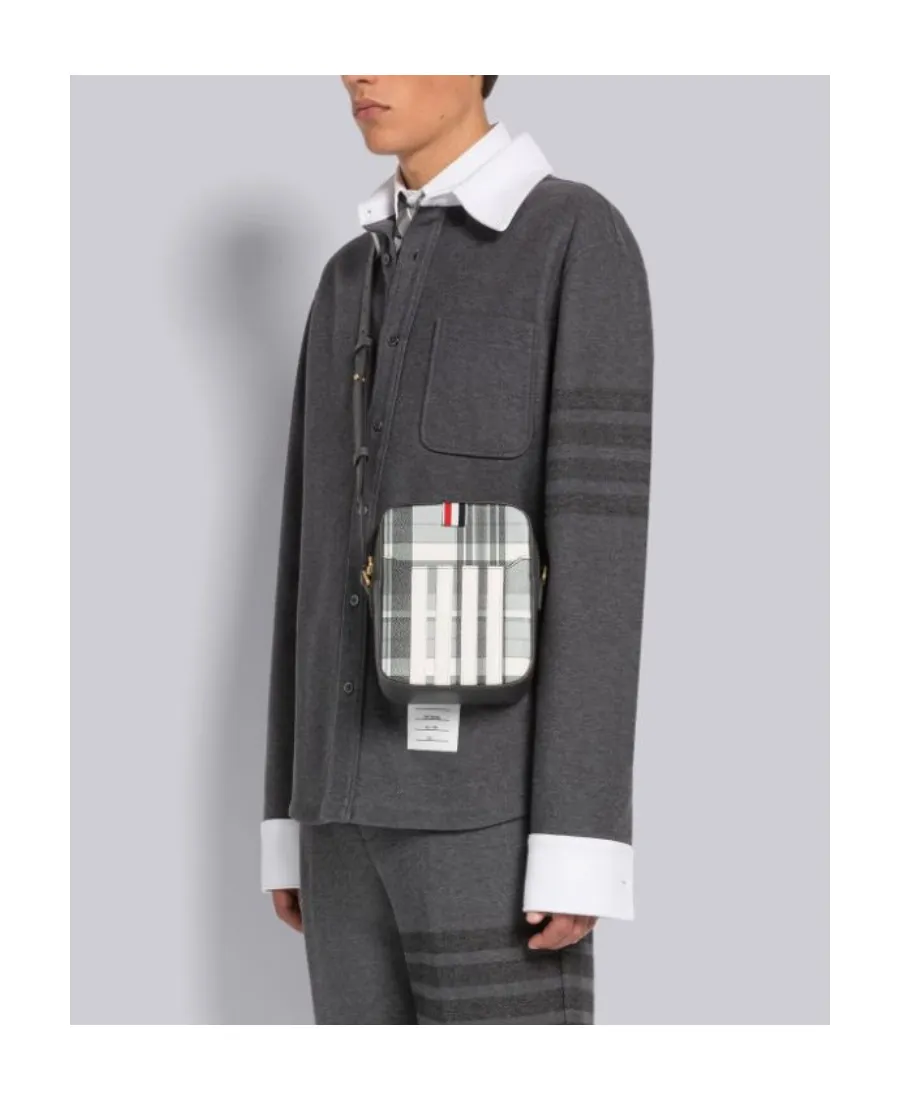 Checkered Zipped Messenger Bag