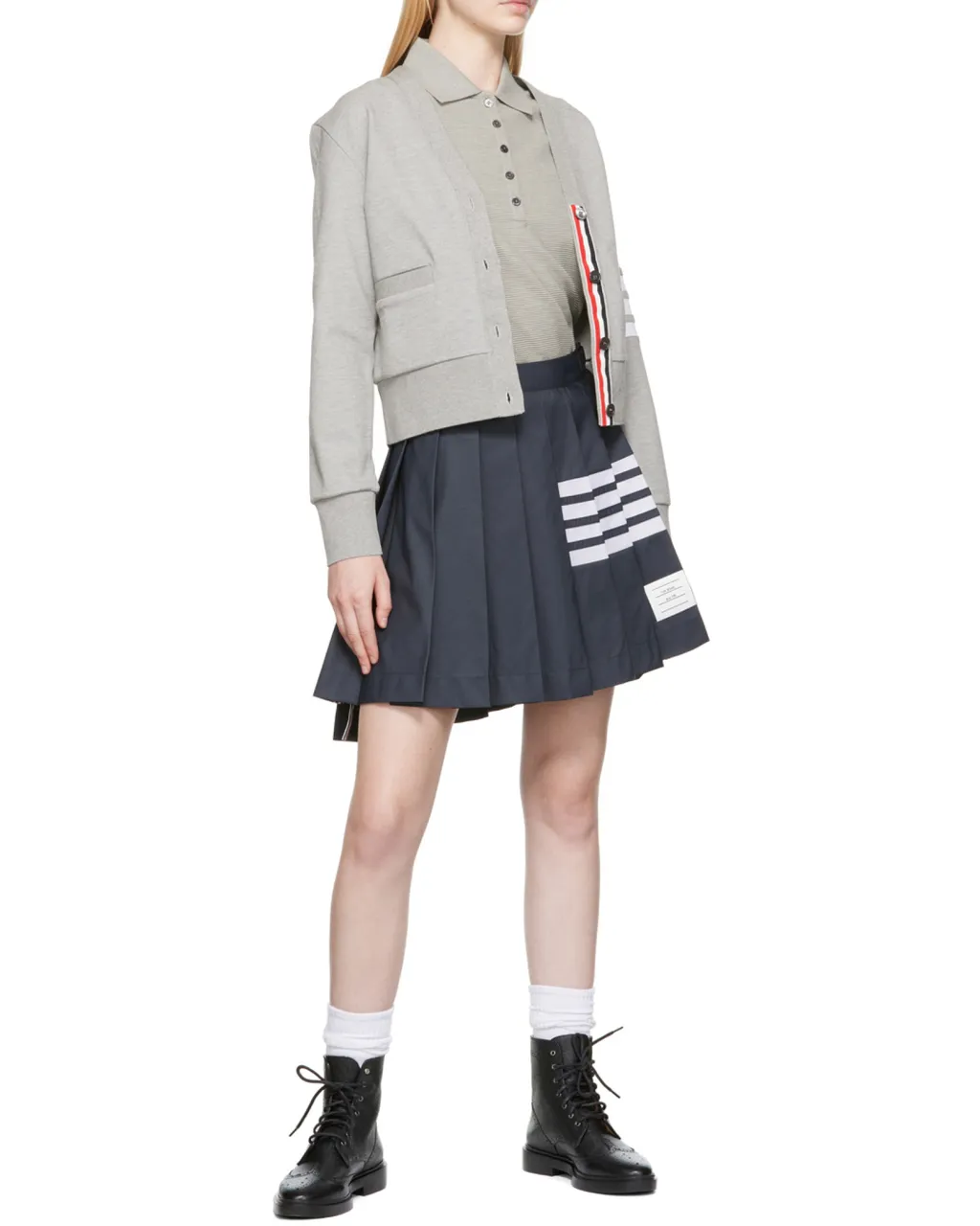 4-Bar Stripe Pleated Skirt