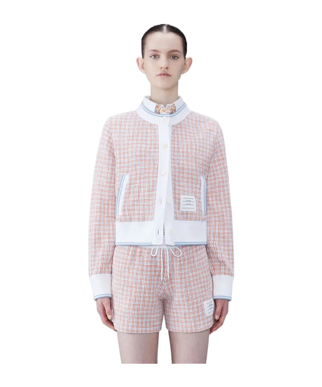 Checked Tweed Cardigan
