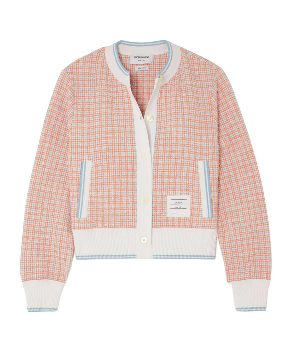 Checked Tweed Cardigan