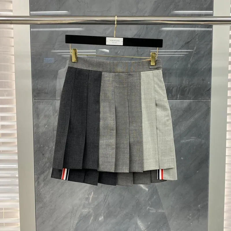Rwb Striped Pleated Mini Skirt