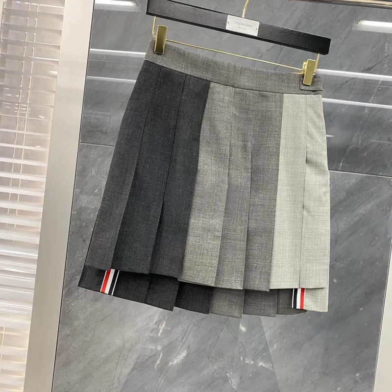 Rwb Striped Pleated Mini Skirt