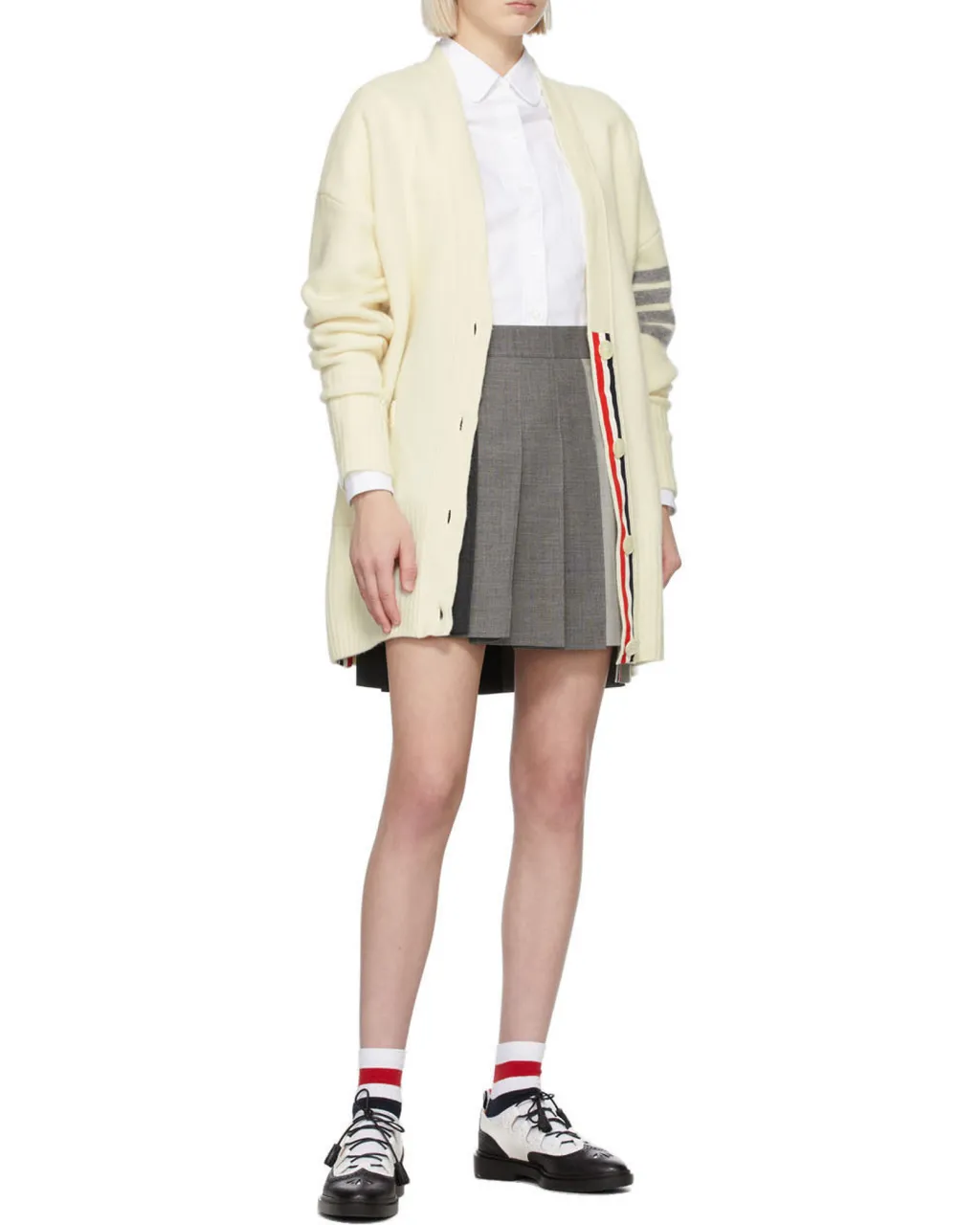 Rwb Striped Pleated Mini Skirt