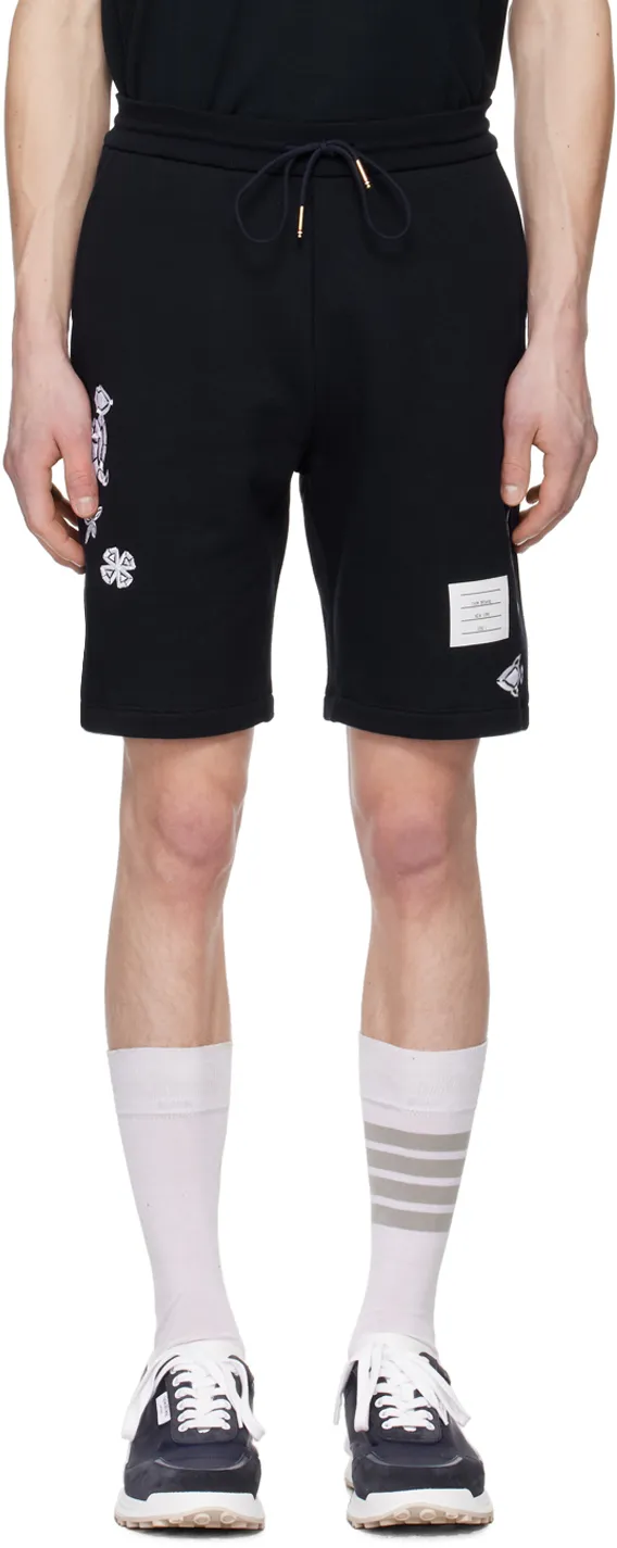 Embroidered Drawstring Track Shorts