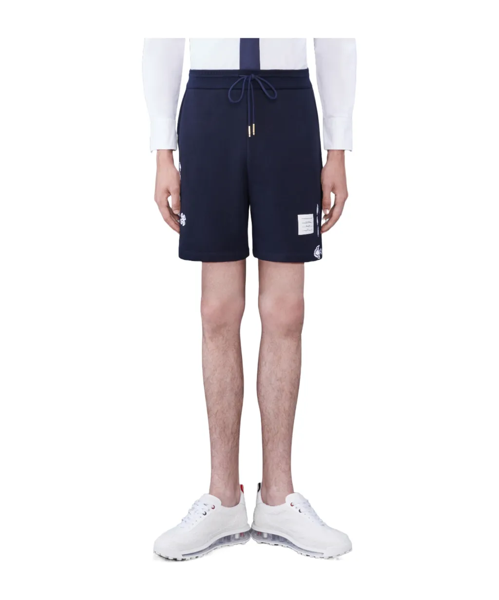 Embroidered Drawstring Track Shorts