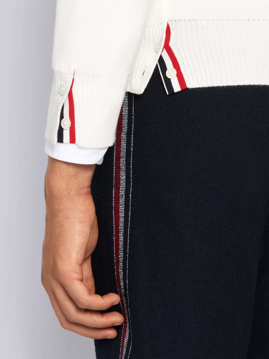 Tricolour 4-Bar V-Neck Cardigan