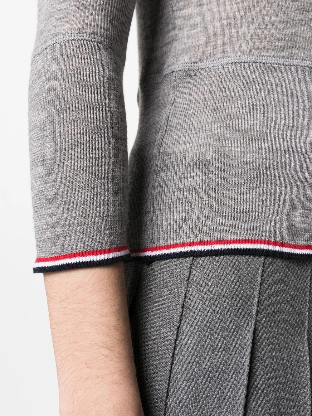 Striped-Trim Crewneck Knitted Jumper