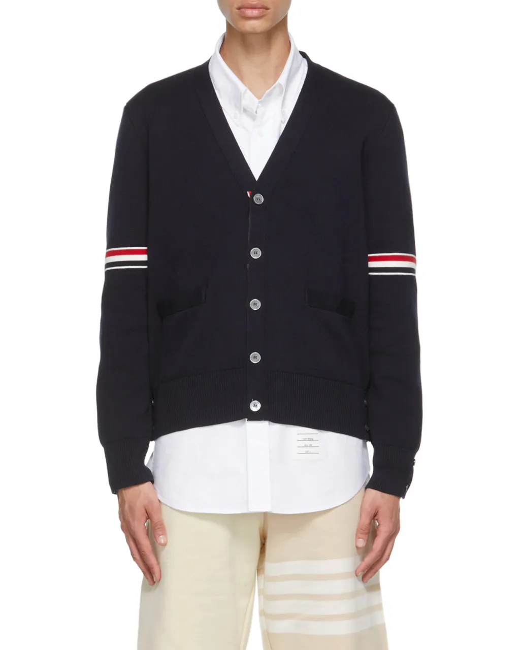 Stripe Detailed V-Neck Cardigan