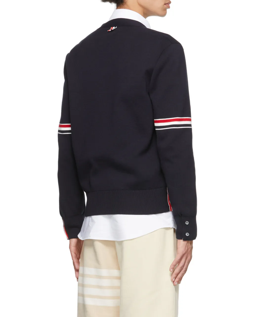 Stripe Detailed V-Neck Cardigan