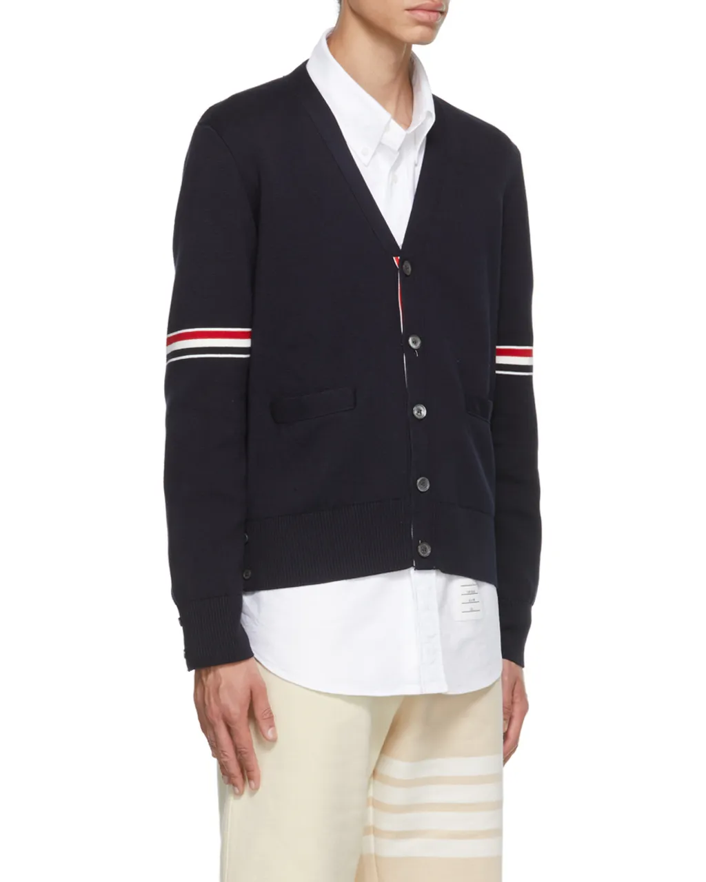 Stripe Detailed V-Neck Cardigan